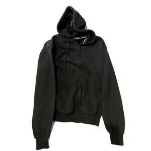 Essentials Black Full Zip Hoodie Mens Med